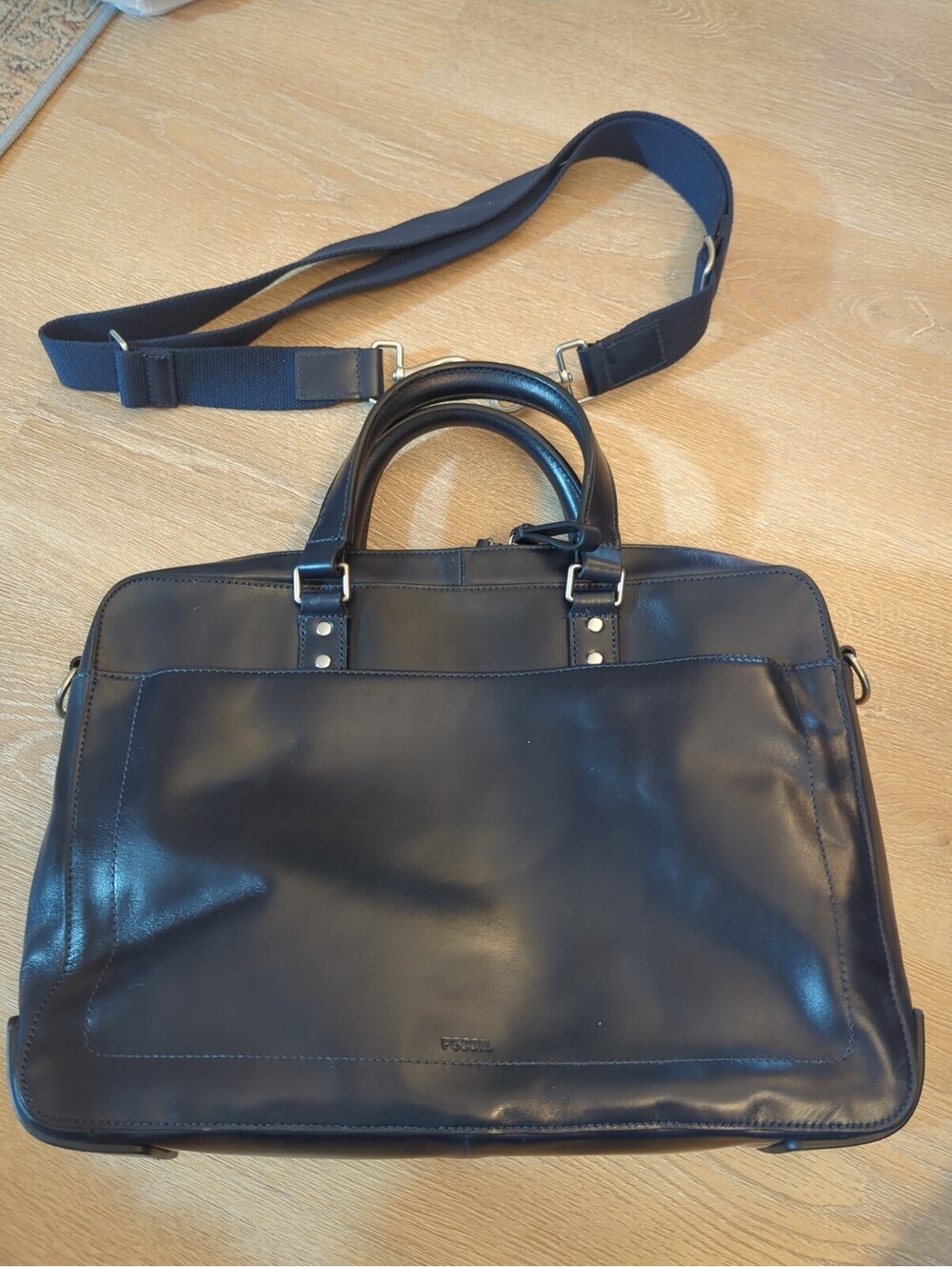 Fossil Men's Defender Brief  Briefcase Dark Blue Navy Bag